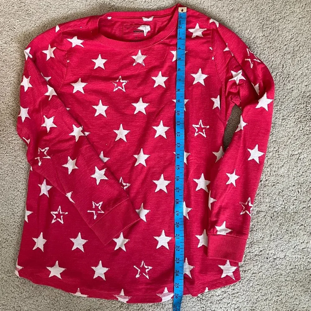 Sonoma Long Sleeve Top *Red w/ White Stars* EUC | Size L | Patriotic - Picture 2 of 7